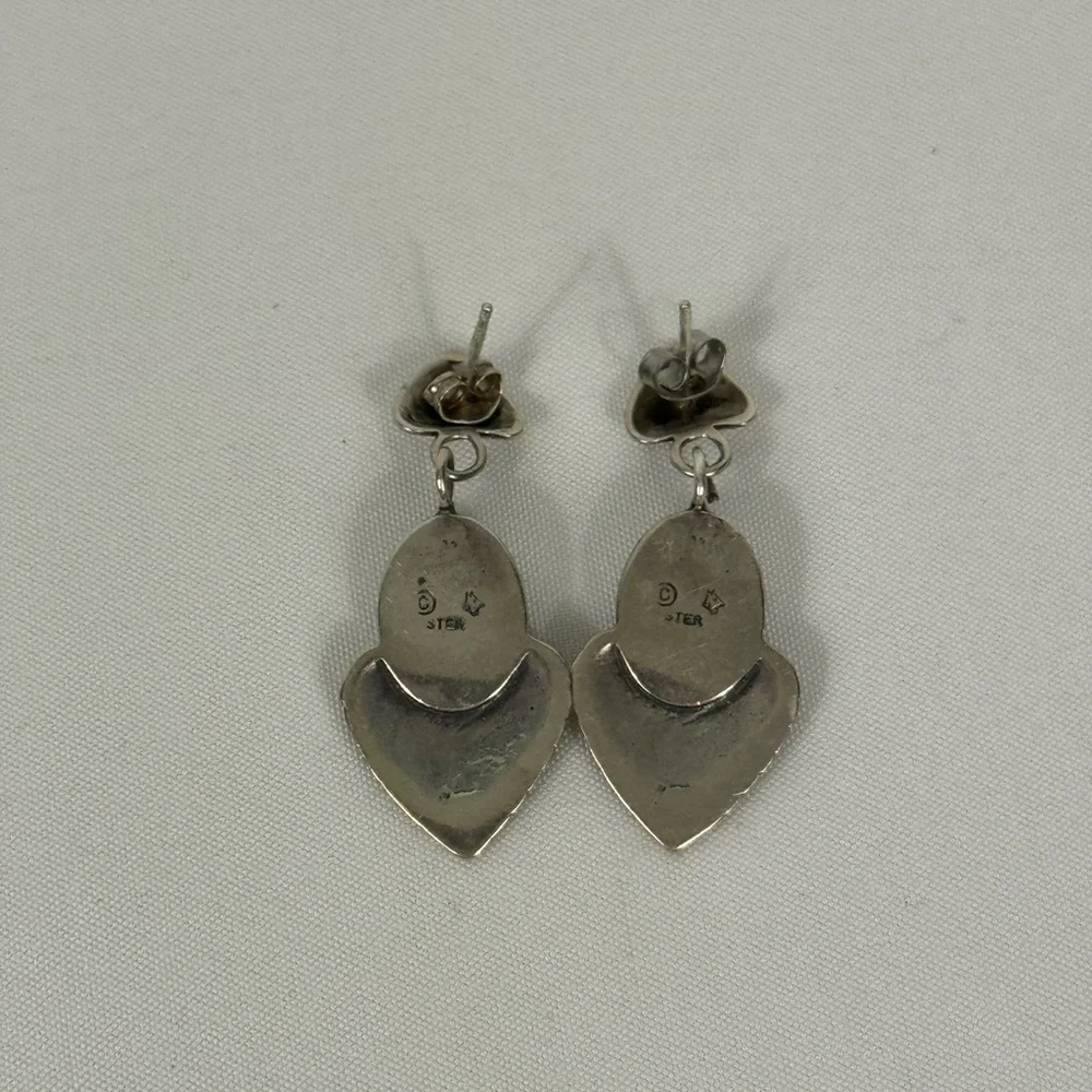 925 Sterling Silver Black Onyx Earrings, Diamond Cut Earrings‎